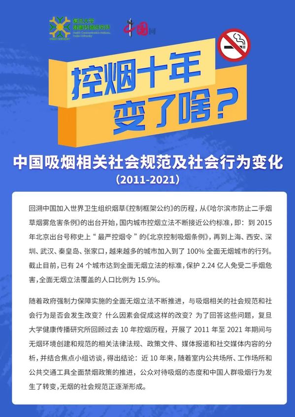 世界无烟日：控烟十年，成效如何？复旦上医这项研究告诉你